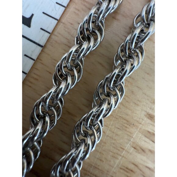 Monet Silver Tone Rope Chain Necklace 24" Vintage Jewelry Classic Design - Picture 4 of 7